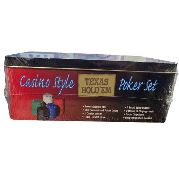 NEW TEXAS HOLD 'EM Casino Style Poker Set Poker Chips Playing Cards COMPLETE SET - Picture 4 of 4